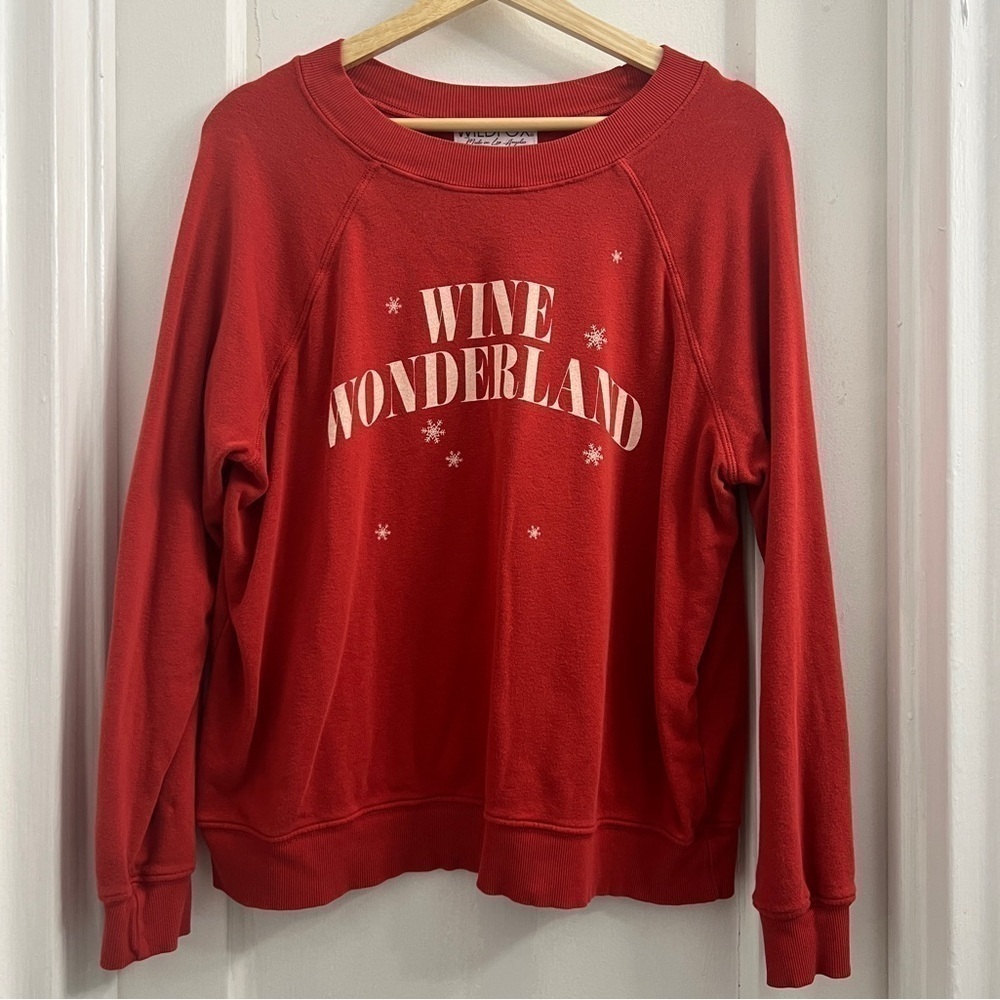 Wildfox Wine Wonderland‎ Red Terrycloth Sweatshirt Holiday Sweater, Small